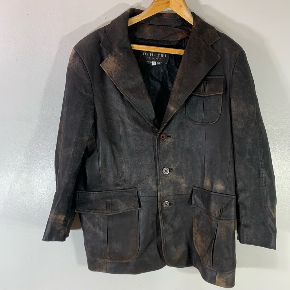 90s distressed leather jacket